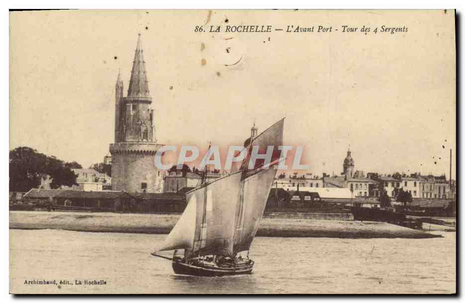 CPA Bateau de peche La Rochelle L'avant port Tour des 4 sergents