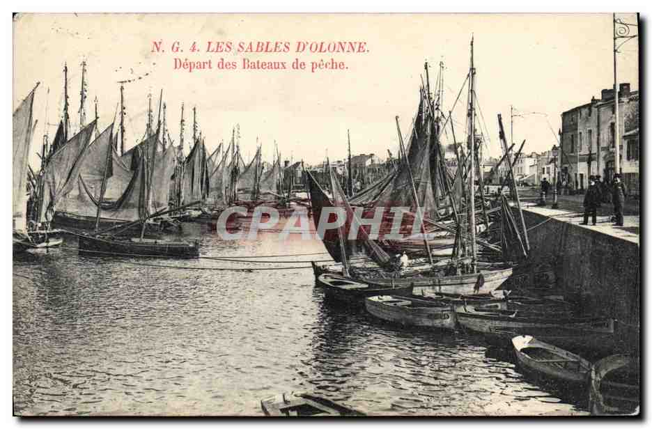 Les Sables d'Olonne — Abfahrt der Fischboote — N.G. 4
