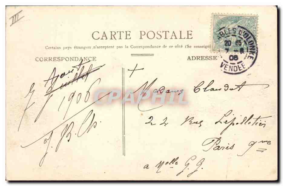 Les Sables d'Olonne — Abfahrt der Fischboote — N.G. 4 — Rückseite
