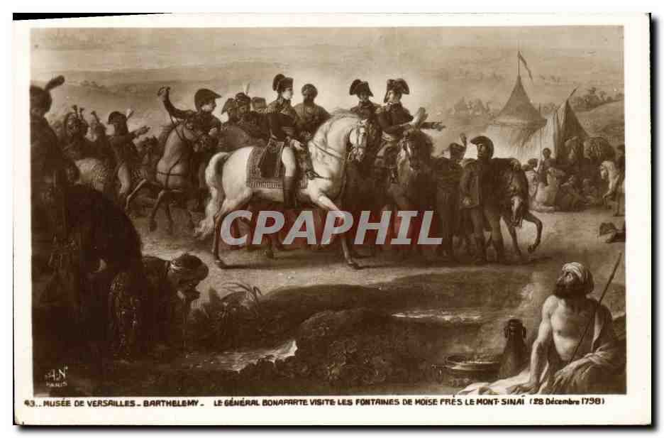 CPA Histoire Napoleon 1er Musee de Versailles Barthelemy Le general Bonaparte visite les fontaines de Moise Mont Sinai