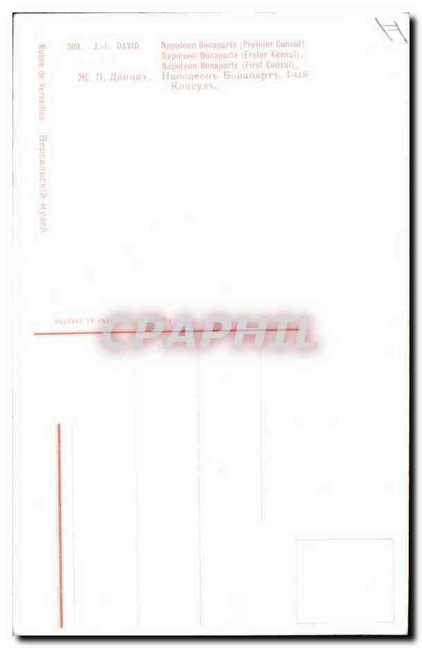 CPA Histoire Napoleon 1er David Napoleon Bonaparte  — Verso