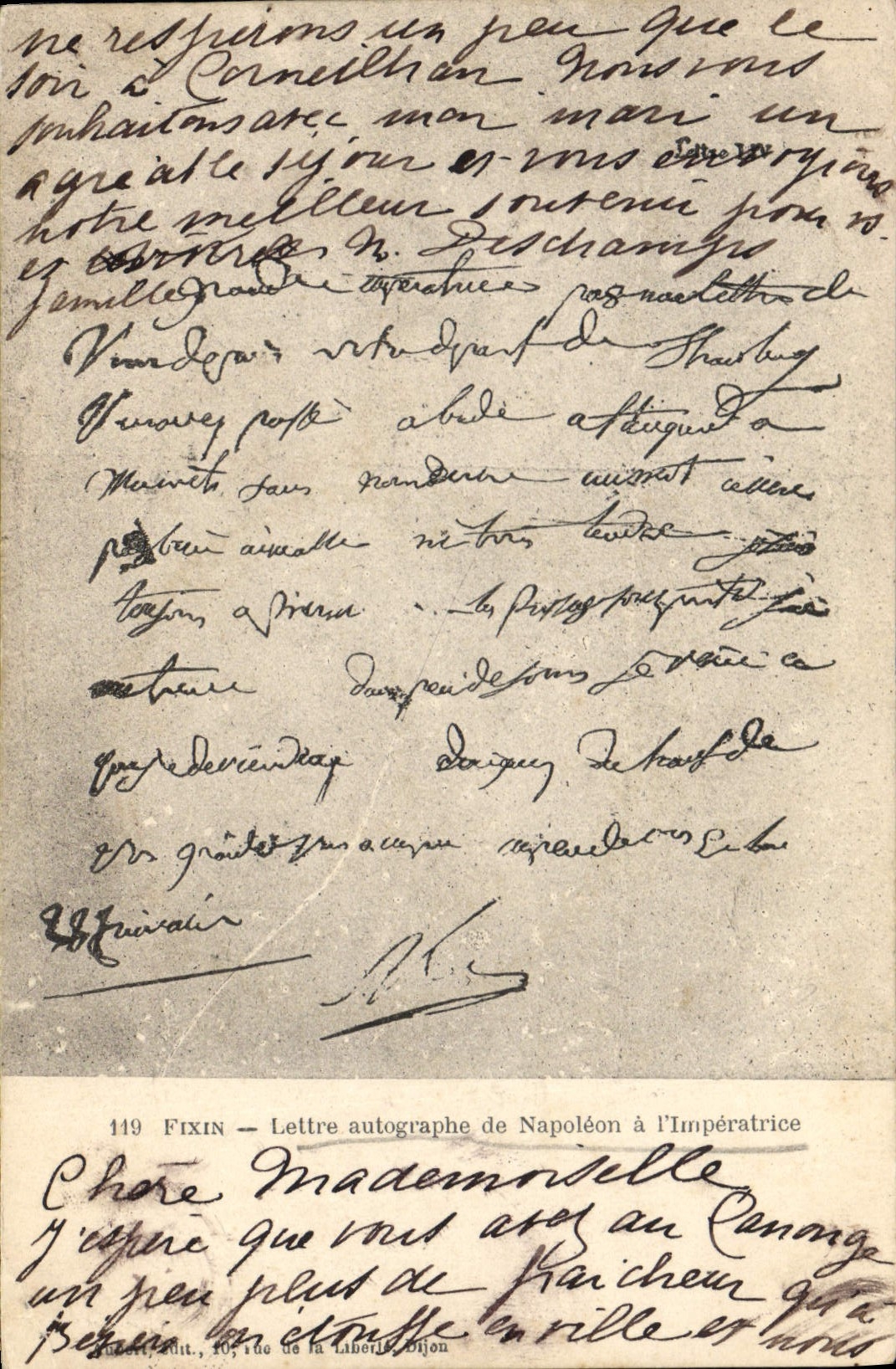 CPA Histoire Napoleon 1er Fixin Lettre autographe de Napoleon a l'imperatrice