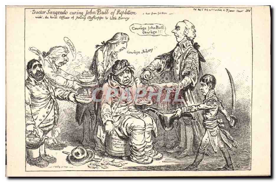 CPA Histoire Napoleon 1er Le docteur Sangrado soignant John Bull de sa plethore