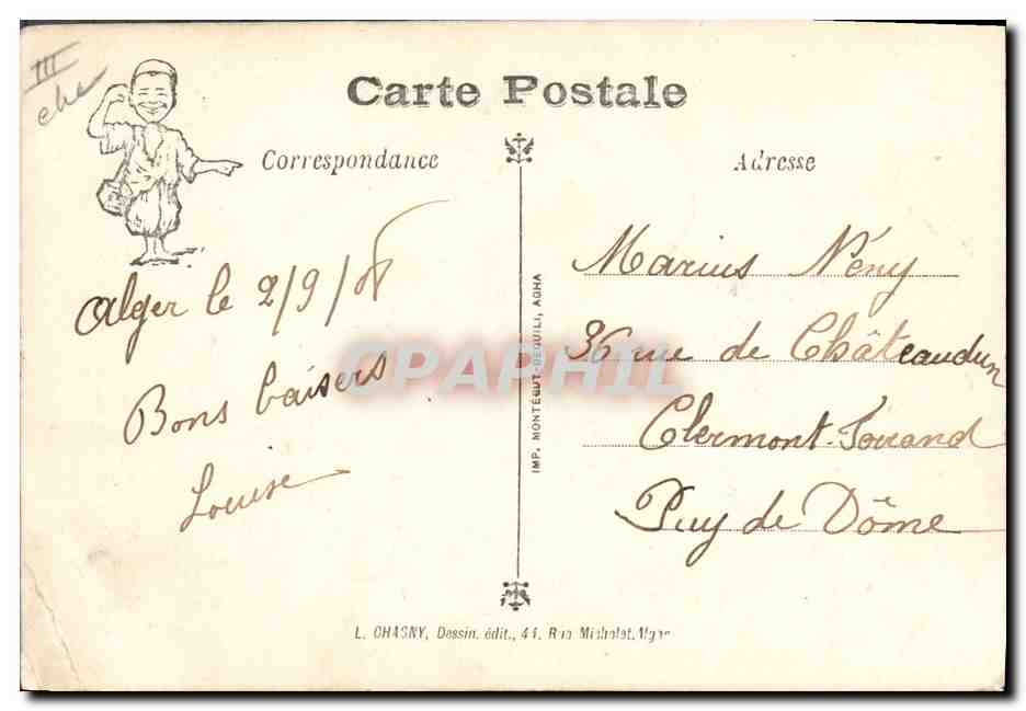 CPA Fantaisie Afrique du Nord Illustrateur  — Rückseite