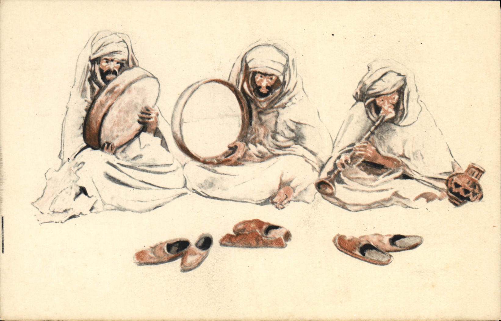CPA Fantaisie Afrique du Nord Illustrateur Algerie Musicien