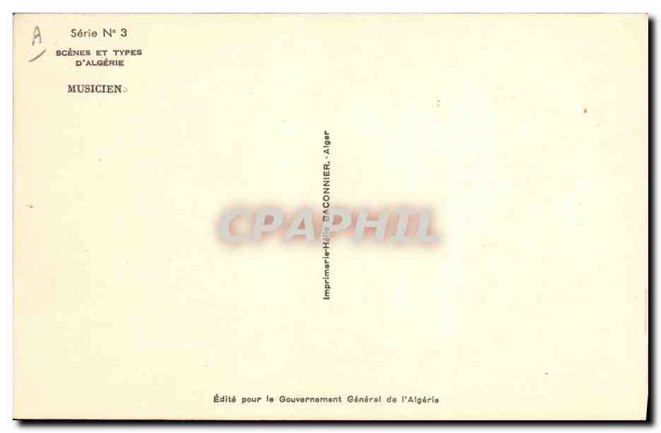 CPA Fantaisie Afrique du Nord Illustrateur Algerie Musicien — Rückseite