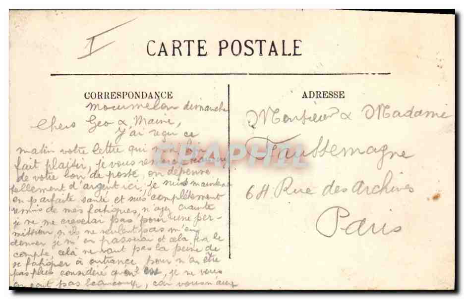 CPA Militaria Camp de Chalons Une tente — Rückseite