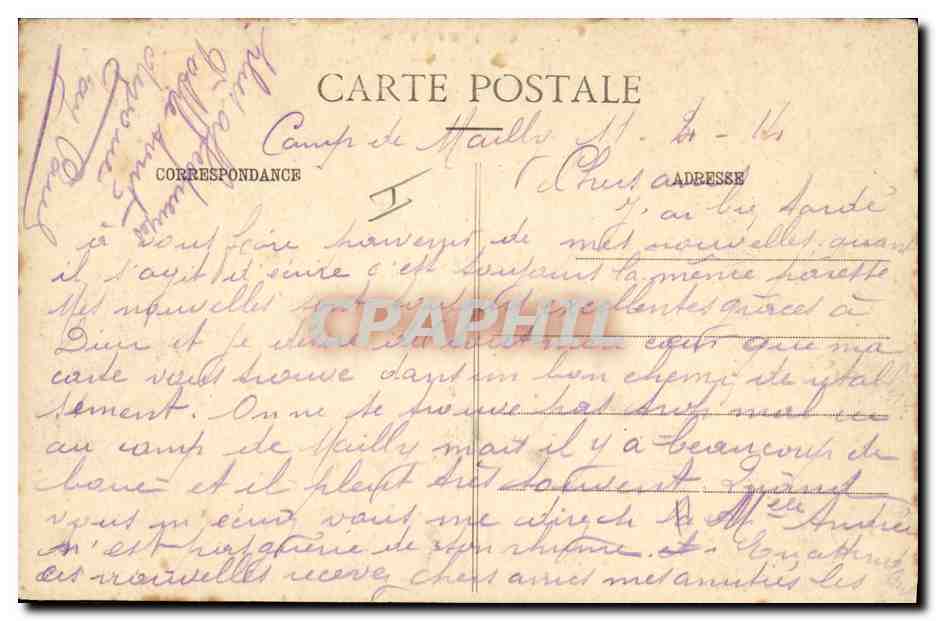 CPA Militaria Mailly le CAmp Vue d'une partie du camp — Rückseite