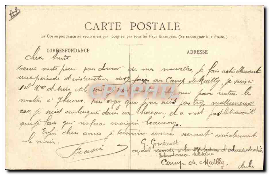 CPA Militaria La vie au camp La garde Releve de la sentinelle — Rückseite