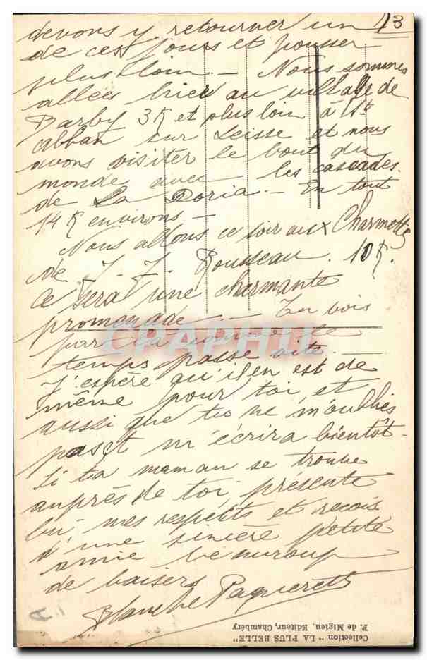 CPA Folklore Costumes de Savoie — Verso