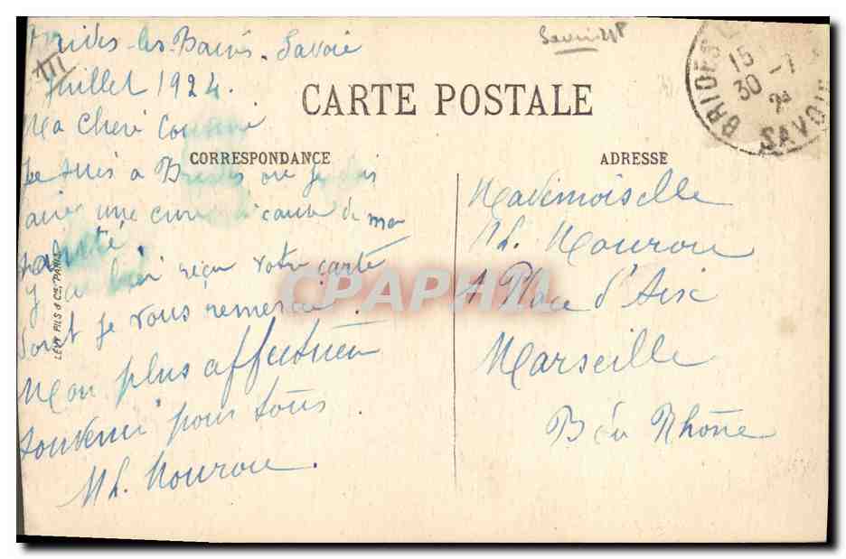 CPA Folklore Savoie Hauteluce — Verso