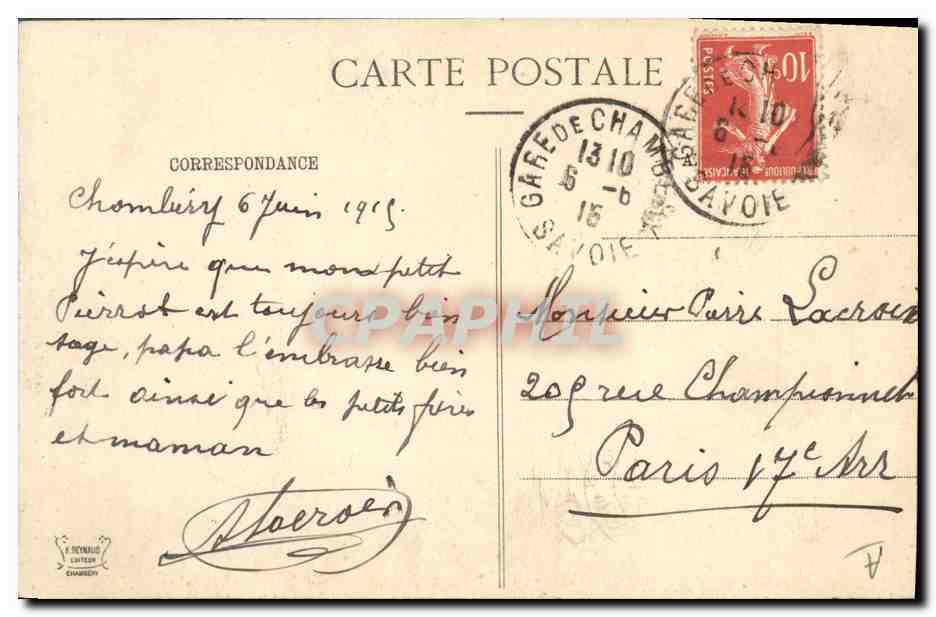 CPA Folklore Savoie Fontcouverte — Verso