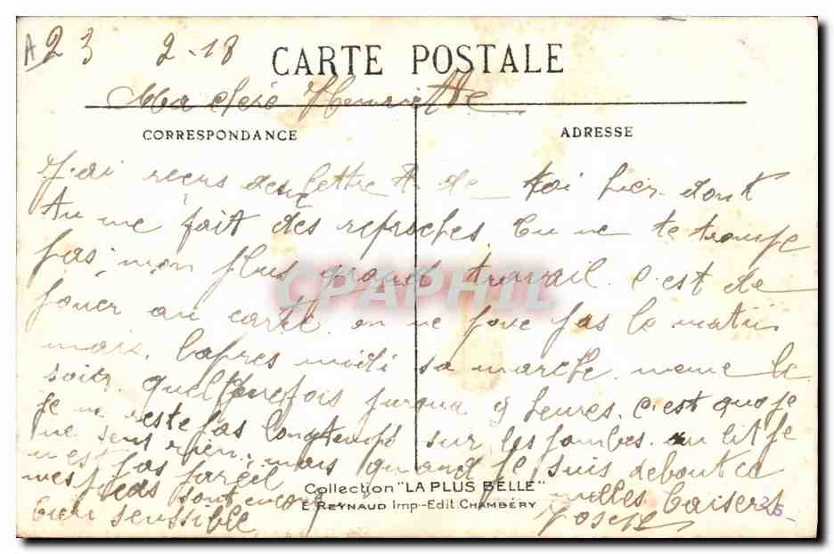 CPA Folklore Savoie Fontcouverte — Verso