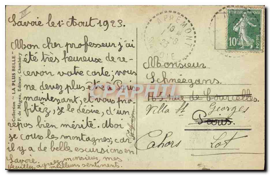 CPA Folklore Savoie — Verso