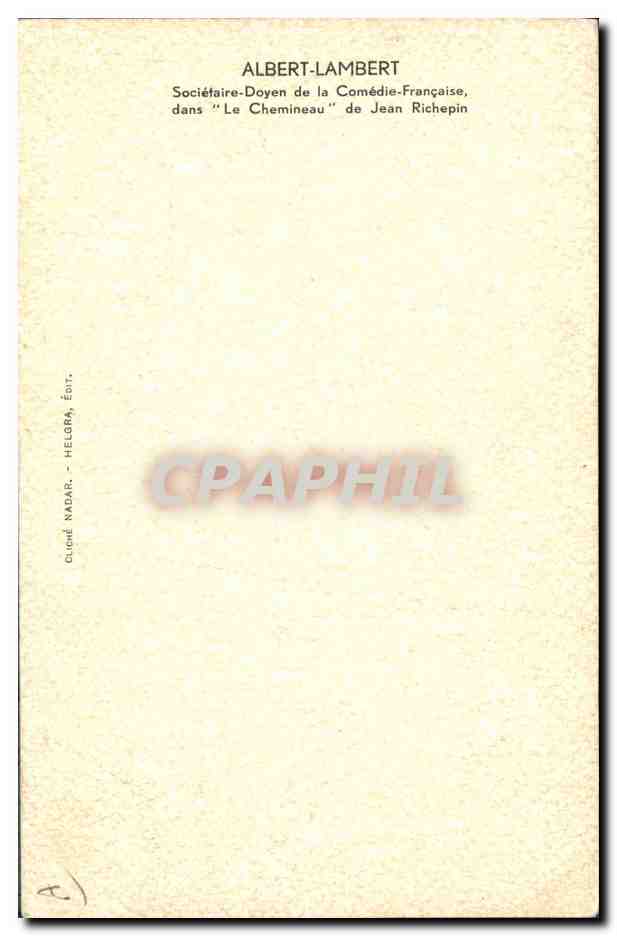 CPM Cinema Albert Lambert Le Chemineau de Jean Richepin — Rückseite