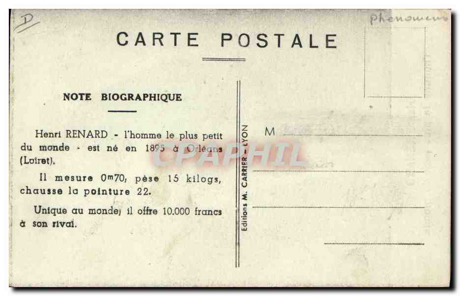 CPA Nain Henri Renard — Rückseite