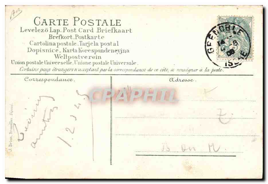 CPA Langage des timbres Semeuse Ange — Rückseite
