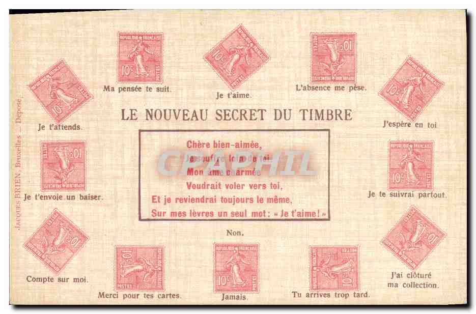 CPA Le nouveau secret du timbre Semeuse 10c Lignee