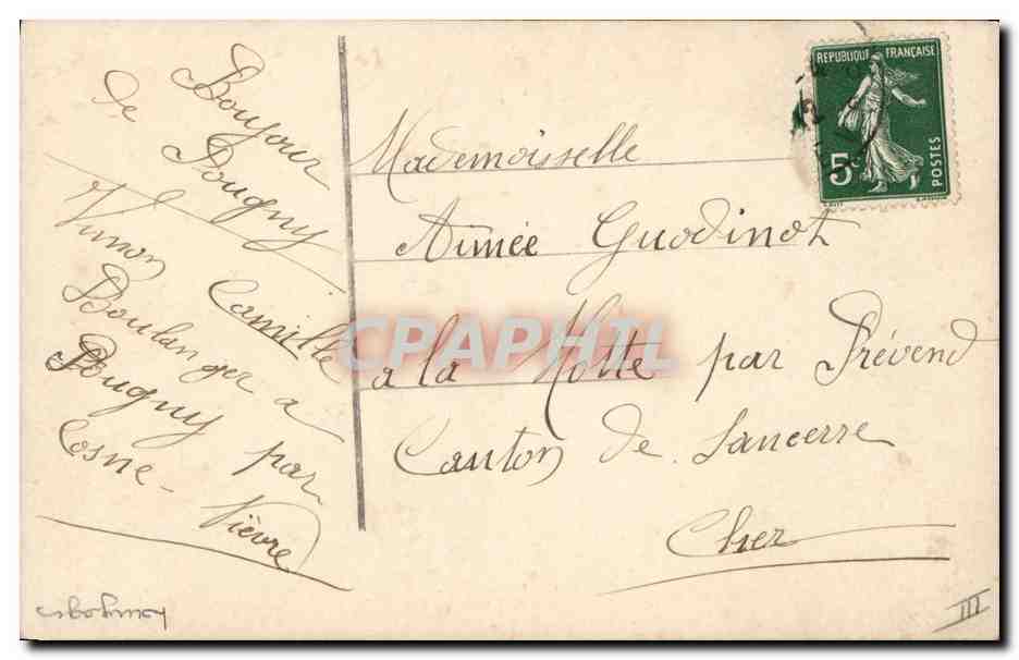 CPA Langage des timbres Semeuse 10c 5c — Rückseite