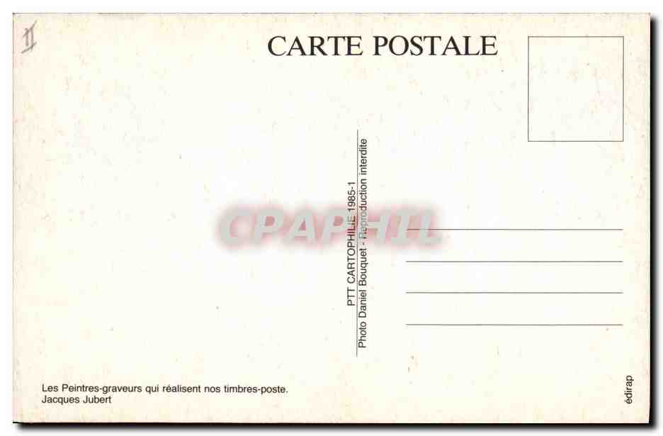 CPM Les peintres graveurs qui realisent nos timbres poste Jacques Jubert — Rückseite