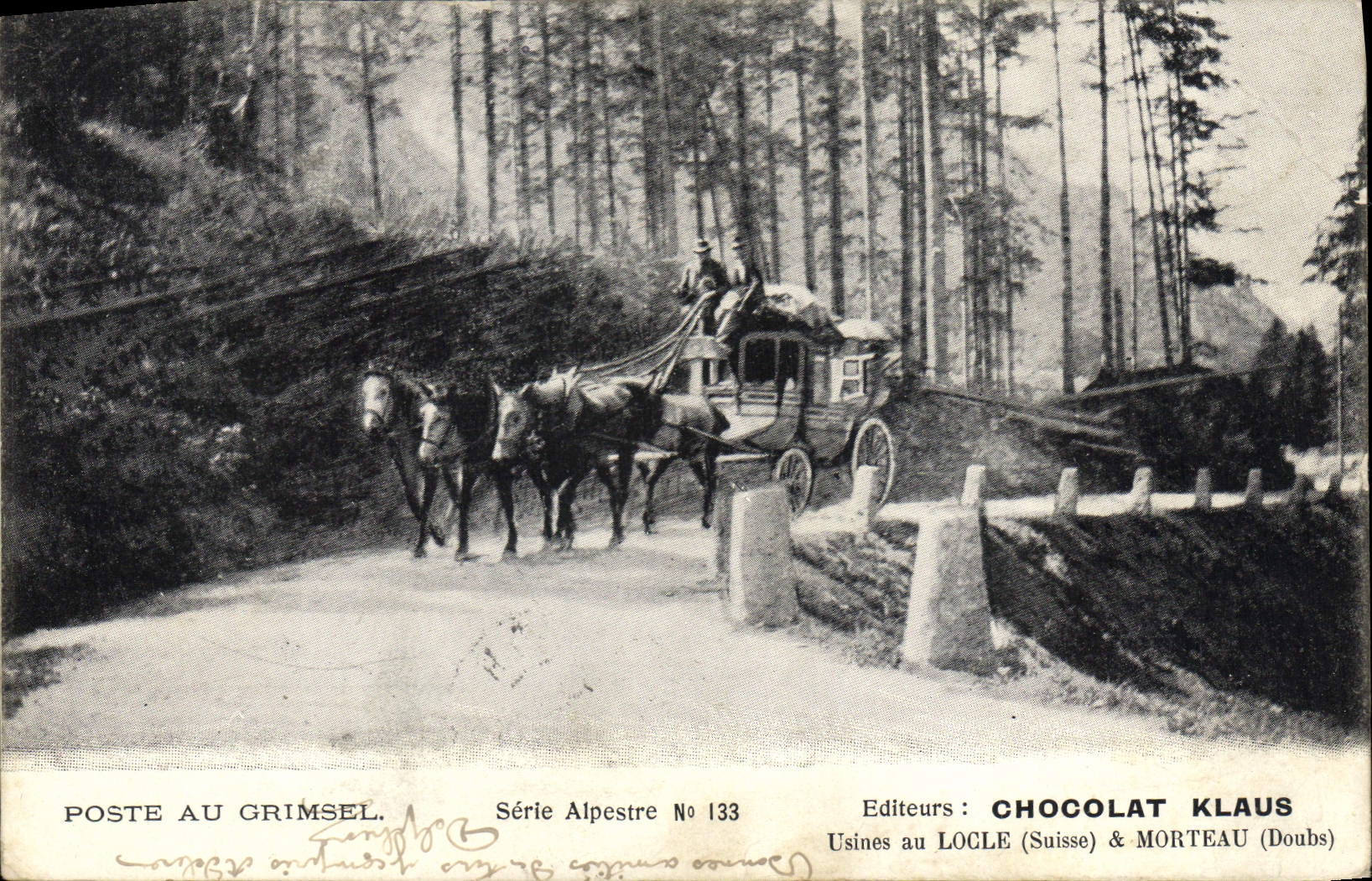 CPA Poste au Grimsel Chocolat Klaus Usines au Locle Morteau 
