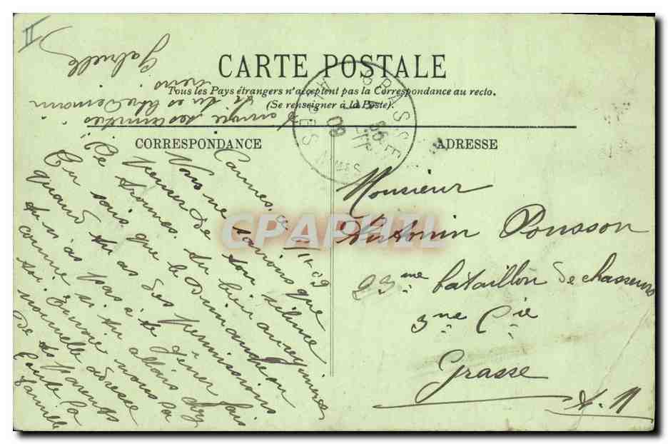 CPA Bateau de Peche Cannes La plage et le Mont Chevalier — Verso