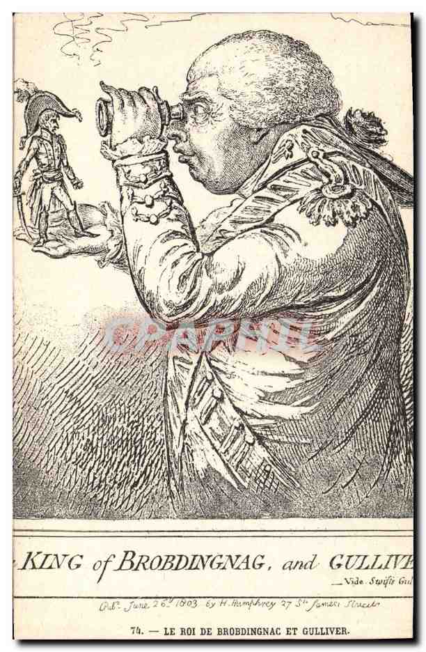 CPA Napoleon 1er Le roi de Brobdingnac et Gulliver