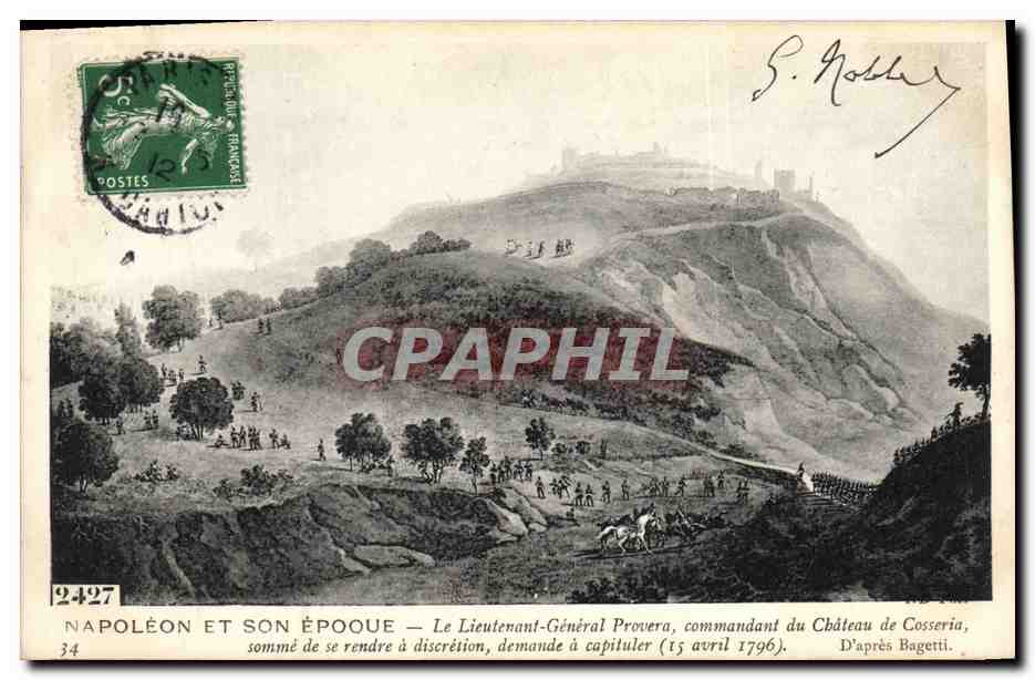 CPA Napoleon 1er Le lieutenant General Provera Commandant du chateau de Cosseria demande a capituler
