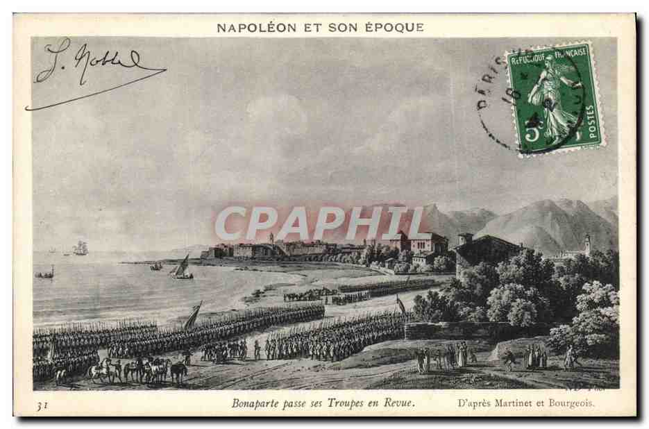 CPA Napoleon 1er Bonaparte passe ses troupes en revue