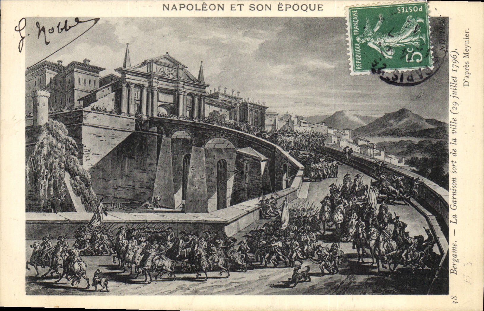 CPA Napoleon 1er Bergane la garnison sort de la ville 29 juillet 1796