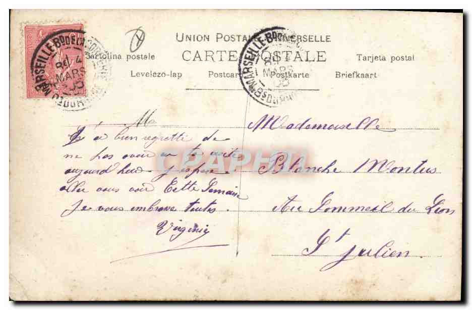 CPA Fantaisie Femme Le gui — Verso