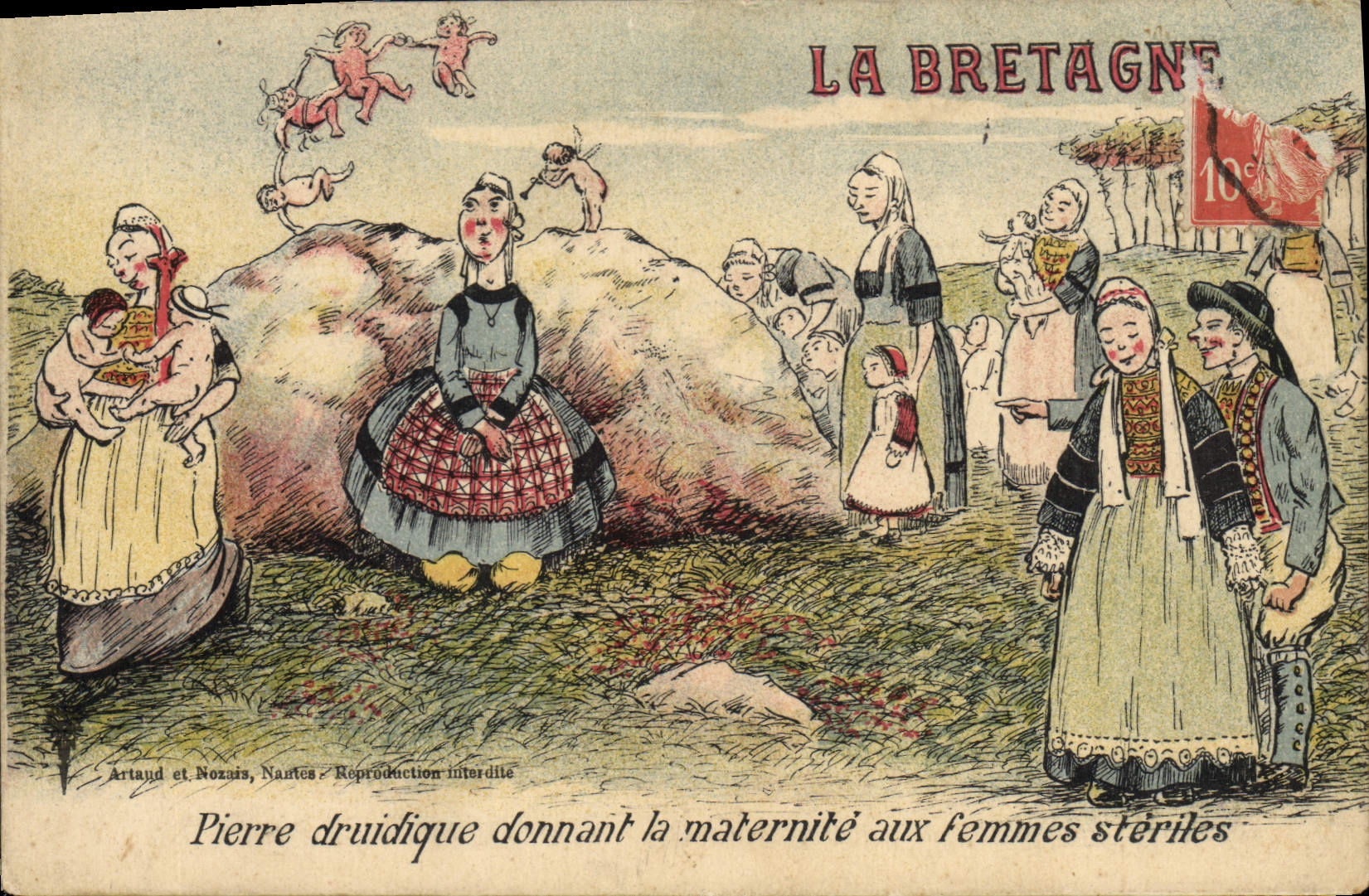 La Bretagna — Pietra druidica che dona la maternità alle donne sterili — Artand e Nozuis, Nantes