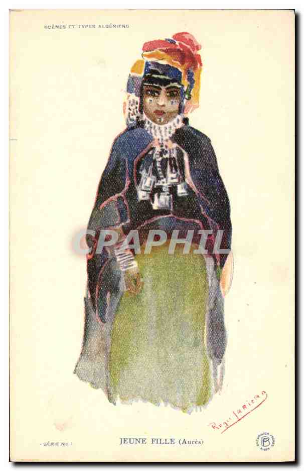CPA Fantaisie Illustrateur Afrique du Nord Jeune fille Aures Algerie