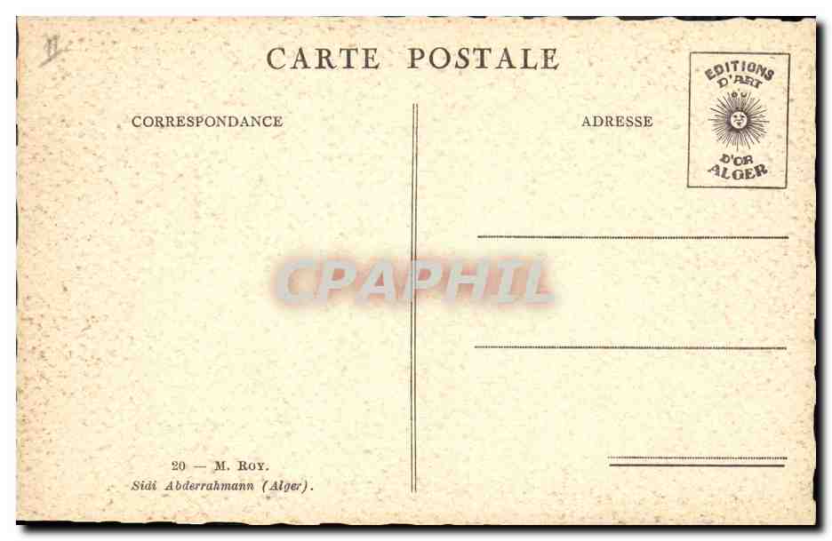 CPA Fantaisie Illustrateur Afrique du Nord Roy Sidi Abderrahmann Alger — Rückseite