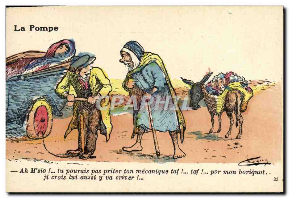 CPA Fantaisie Illustrateur Afrique du Nord La Pompe automobile ane Mule 