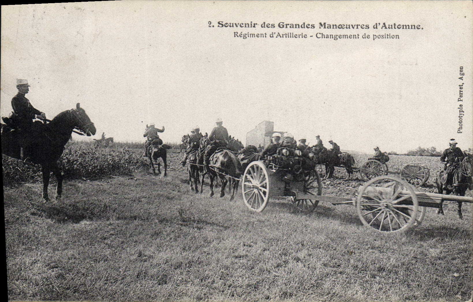 Grandes Manœuvres d'Automne — Régiment d'Artillerie - Changement de position — Phototype Perret, Agen