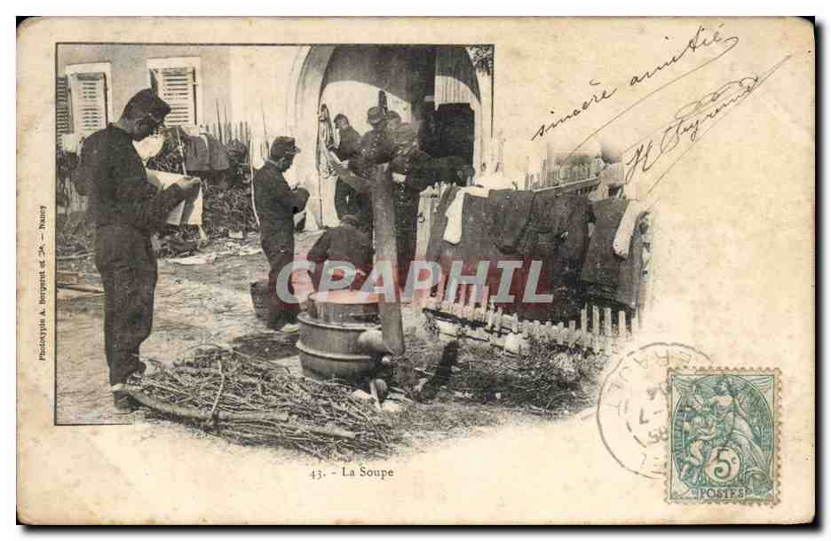 CPA Fantaisie Militaria La soupe