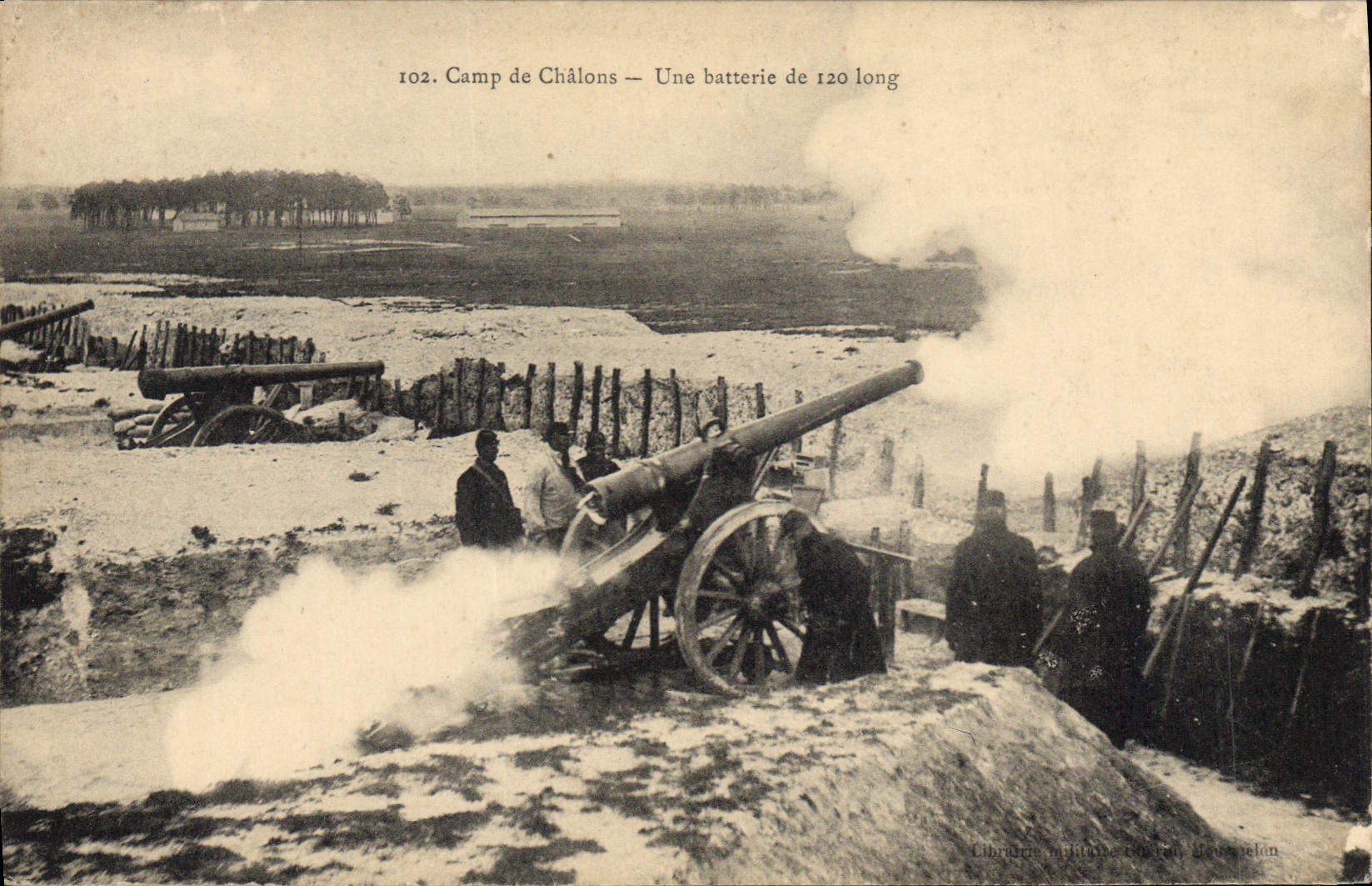 Camp de Châlons — Une batterie de 120 long — Librairie militaire Gourmelon