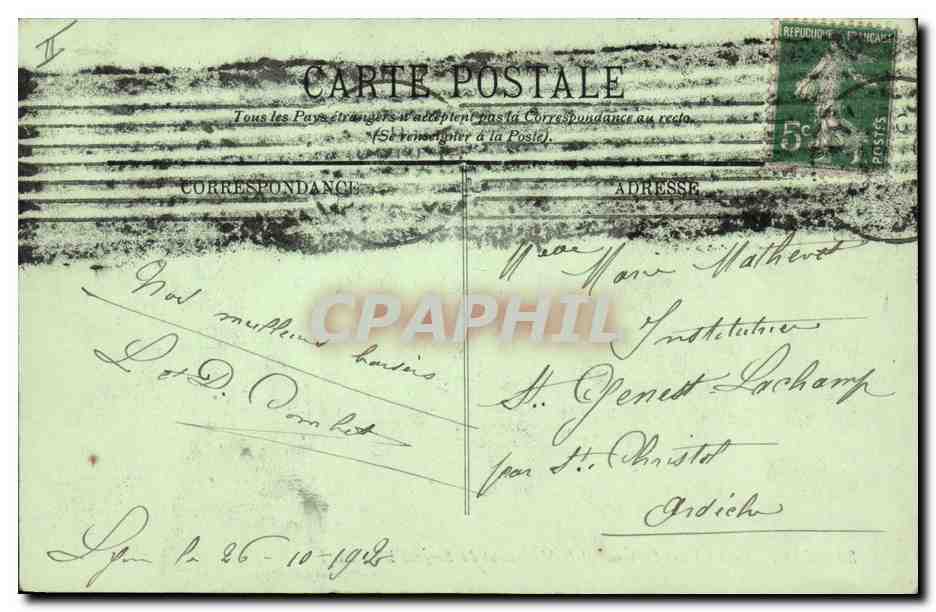 CPA Fantaisie Militaria Lyon La place Sathonay et le monument du sergent Blandan — Rückseite