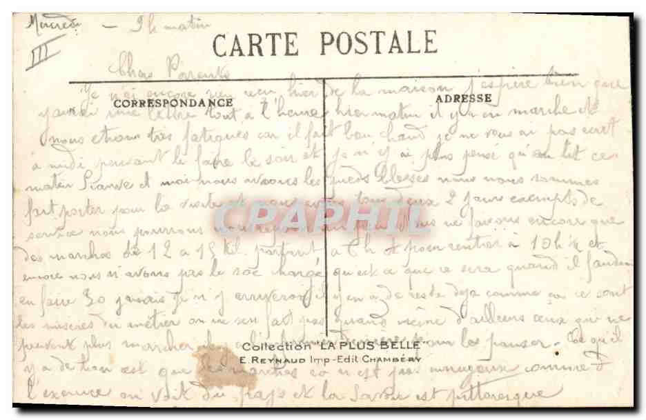 CPA Folklore Savoie Tarentaise — Verso