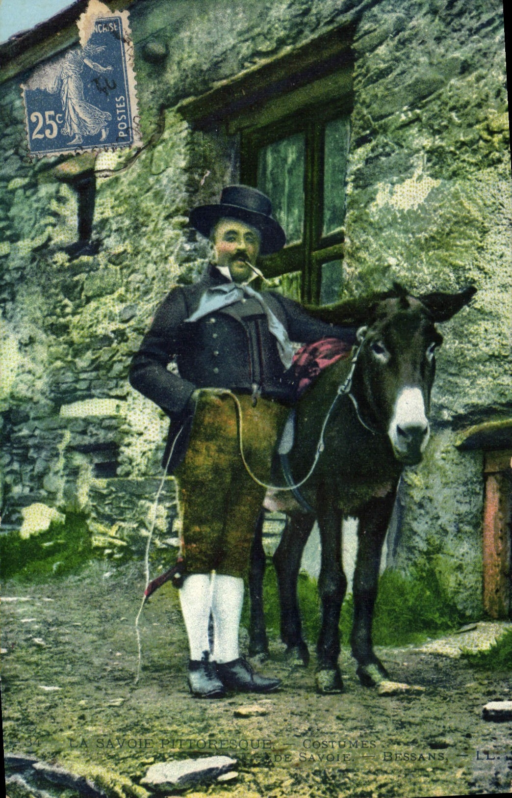 CPA Folklore Savoie Bessans ane mule 