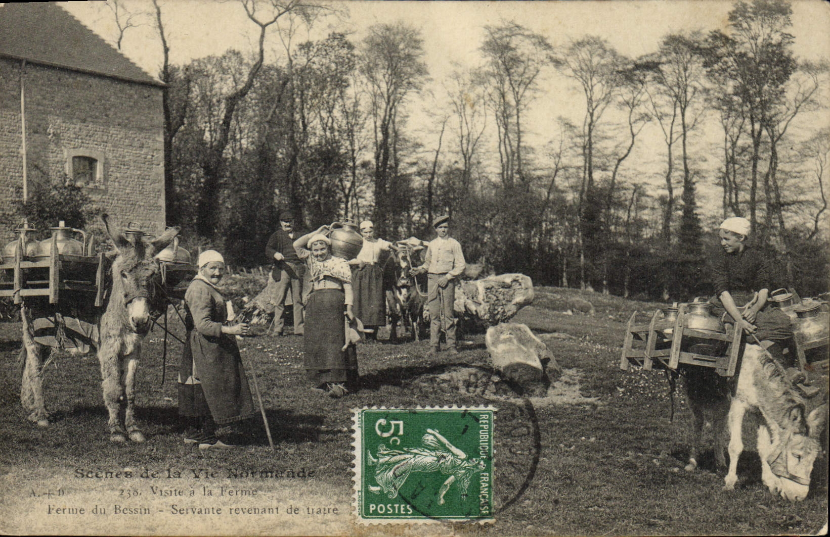 Ferme du Bessin — Servante revenant de traire — Scènes de la Vie Normande, n° 235