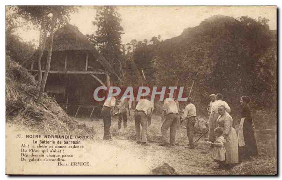 CPA Folklore Normandie La batterie du Sarrazin 
