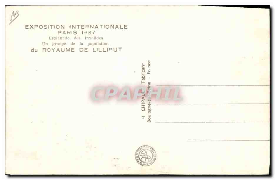 CPA Nain Nains Exposition internationale Paris 1937 Esplanade des Invalides — Rückseite
