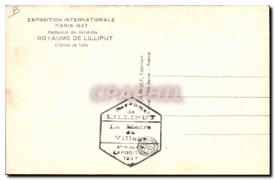 CPA Nain Nains Exposition internationale Paris 1937 Esplanade des Invalides — Rückseite