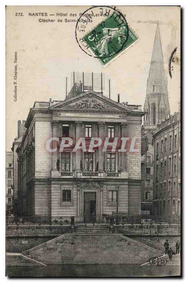 CPA Poste Nantes Hotel des Postes et Telegraphes Clocher de Saint Nicolas