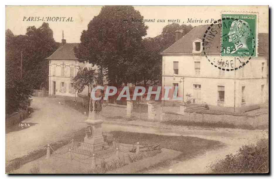 CPA Poste Paris L'Hopital Monument aux morts Mairie et Poste 