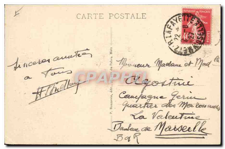 CPA Poste Centrale Metz — Rückseite