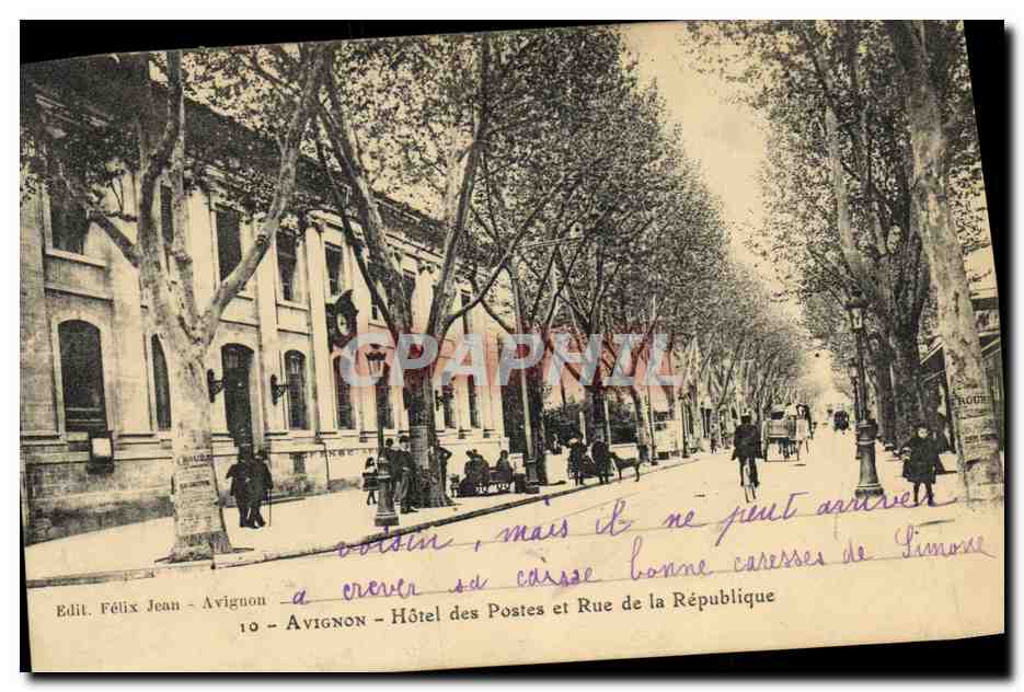 CPA Poste Avignon Hotel des Postes et Rue de la Republique