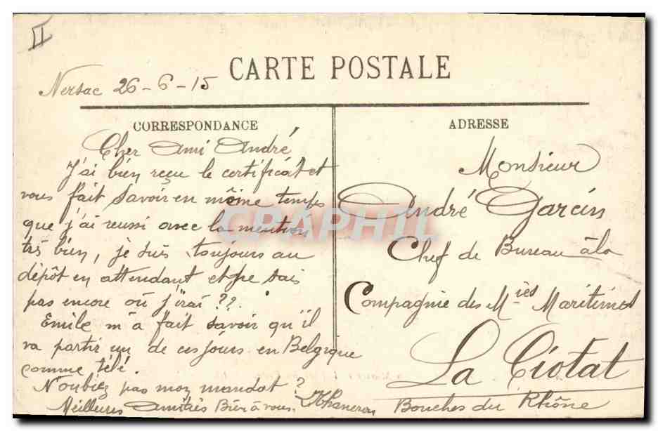CPA Poste Angouleme La place du Murier et l'Hotel des Postes  — Rückseite